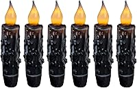 Vista 15 de CVHOMEDECO. Velas cónicas de cera auténticas, hechas a mano, con batería, LED, temporizador, luces rústicas primitivas sin llama, 12 cm, color teja