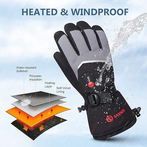 Miniatura 4 de Guantes calefactados, 7.4 V, batería recargable eléctrica, guantes de esquí, guantes de pantalla táctil para equitación, senderismo, motociclismo,