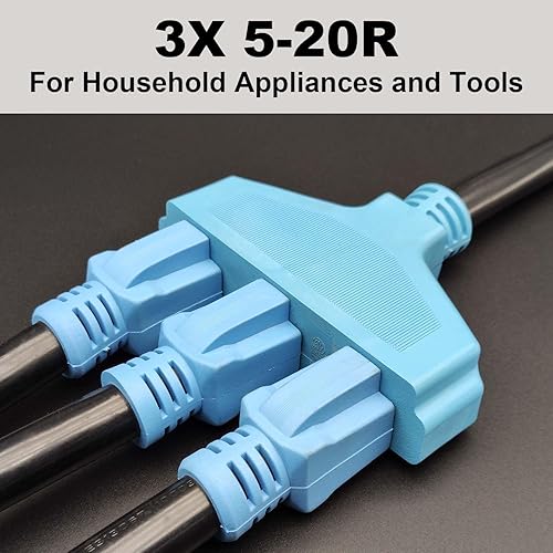 Miniatura 5 de CircleCord Cable adaptador de distribución de secadora de 3 clavijas, 30 amperios a 110 V, NEMA 10-30P macho a 3X 5-15R enchufe doméstico hembra