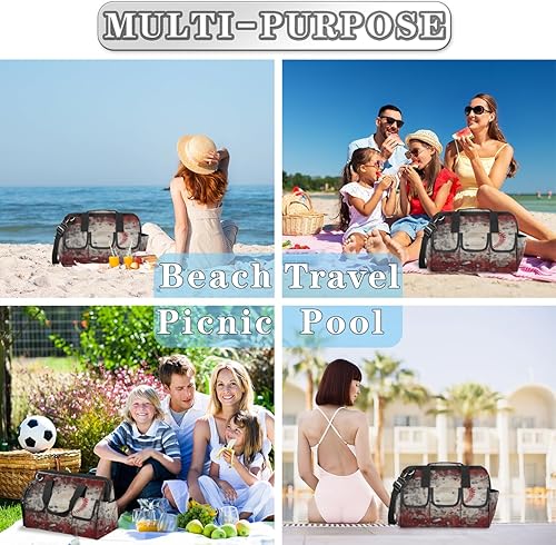 Miniatura 9 de Bolsas de herramientas rústicas de boca ancha con estampado de béisbol para hombres y mujeres, 14 bolsillos, bolsa de herramientas de béisbol, bolsa