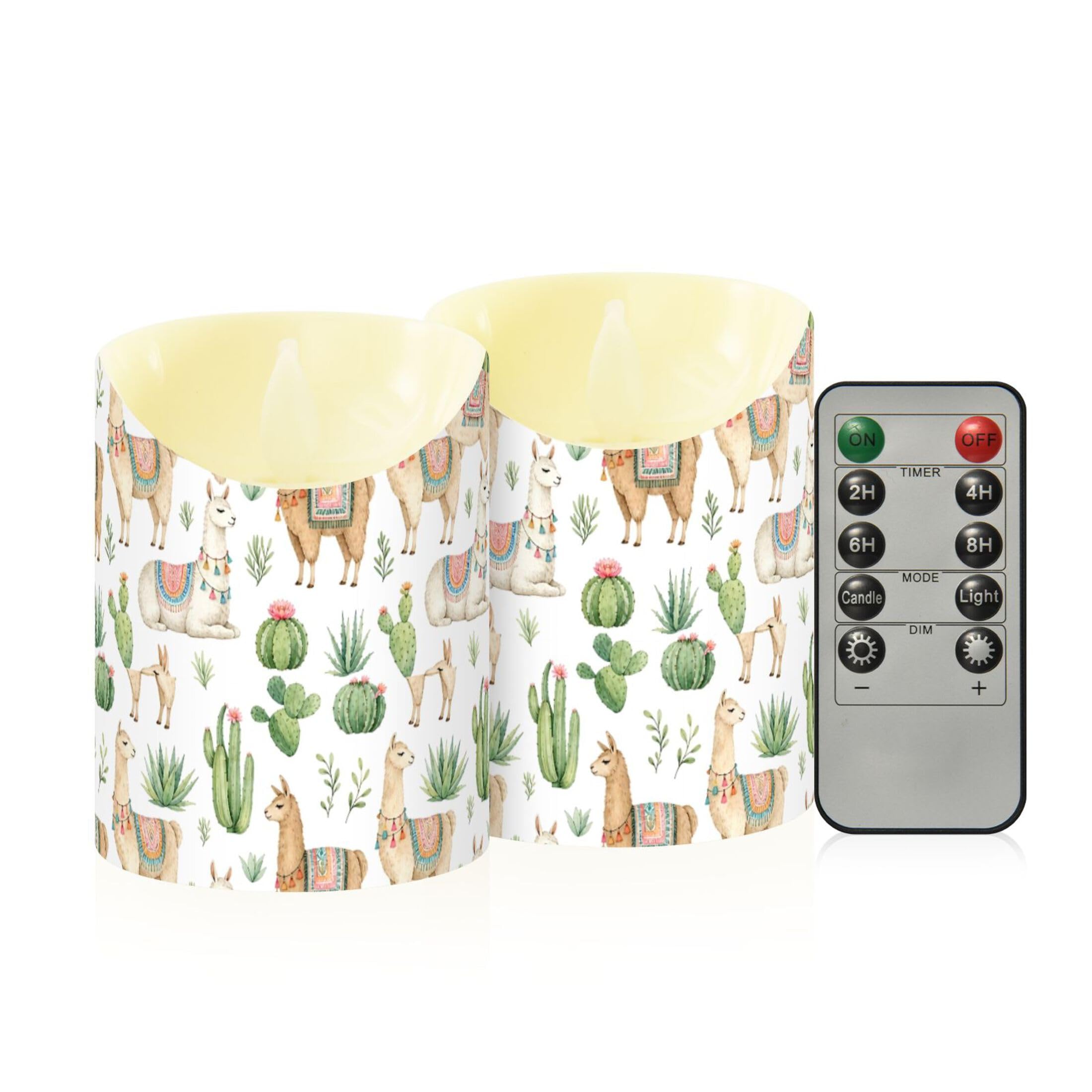 Fuauuyl Alpaca LED Flameless Candles Flickering Plastic Pillar Candles Battery Operated Votive Candle with Remote Control and Timer, Home Decoration 2 Pack