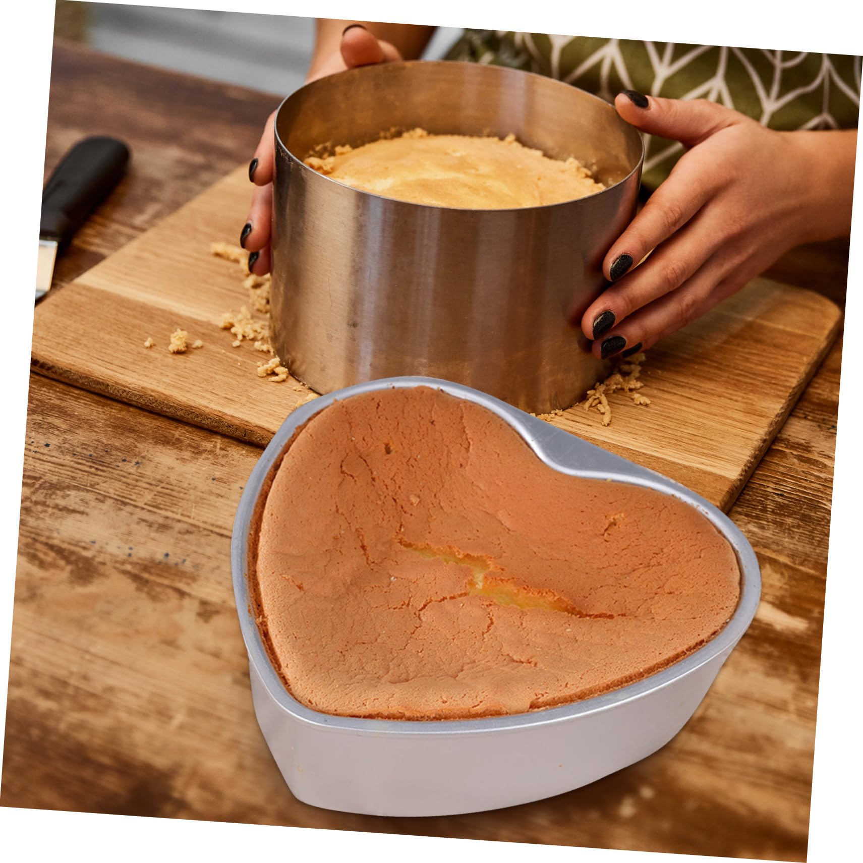 SOLUSTRE Molde para Pastel de Corazón 20 Cm Aleación de Aluminio Antiadherente Conductividad Térmica Rápida para Repostería DIY Tartas, Queso y Mousse, Uso Doméstico, Molde Desmontable