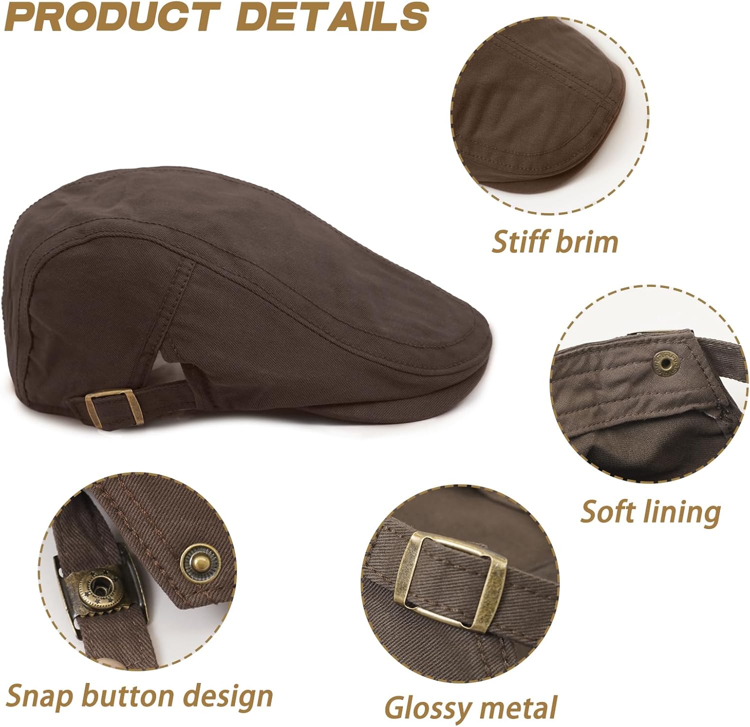 Mens Flat Caps Cabbie Driving Beret Newsboy Cotton Ivy Hat - Image 4