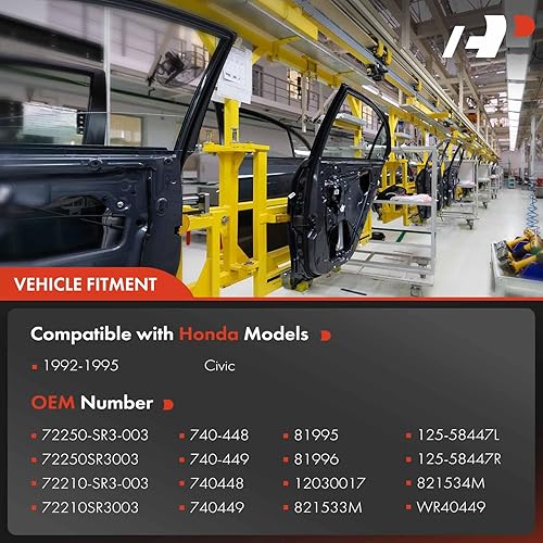 Miniatura 3 de A-Premium Elevalunas manual sin motor compatible con Honda Civic 1992-1995 lado del conductor delantero izquierdo
