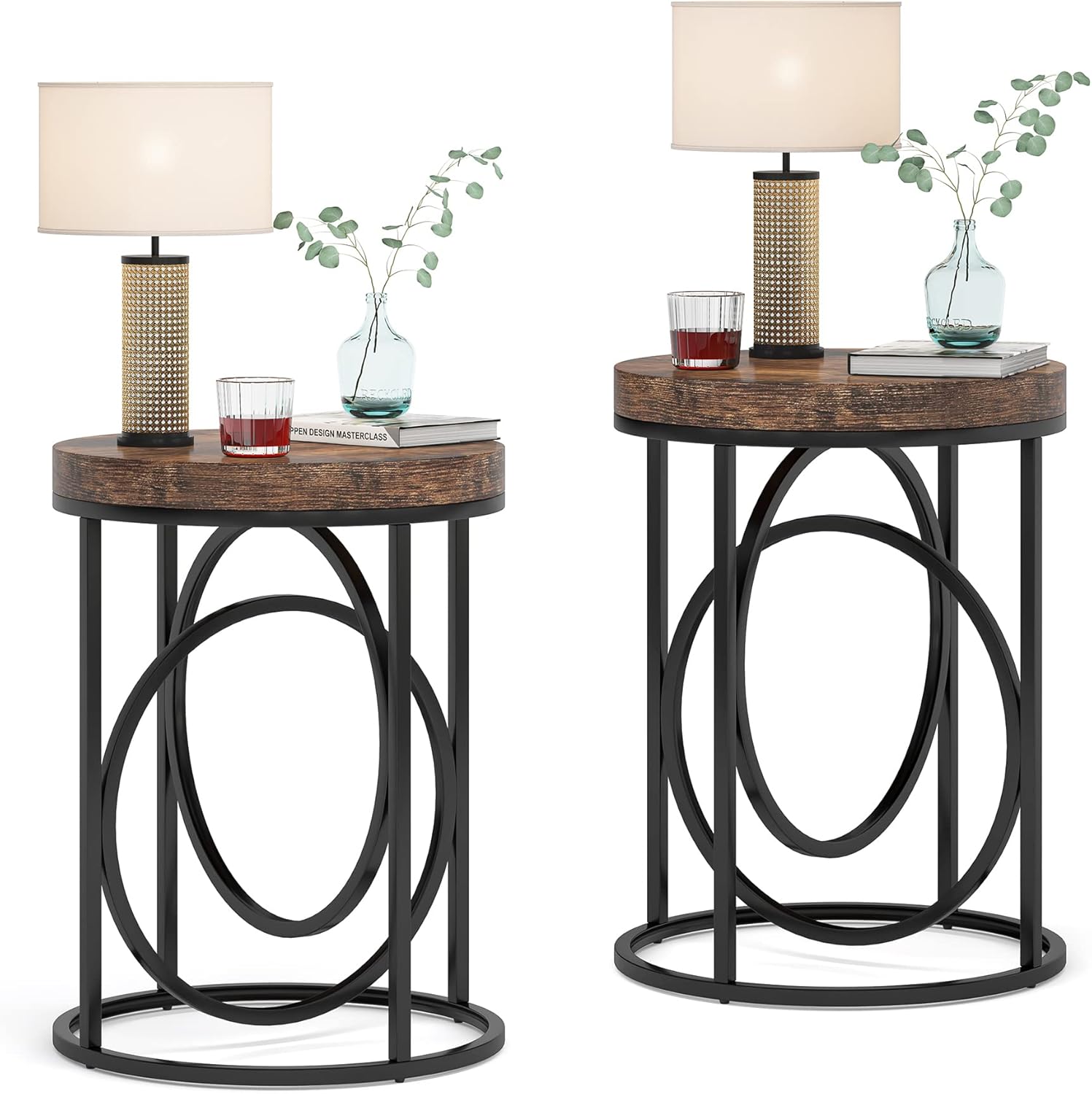 Tribesigns Modern Round End Table Set of Two with Thick