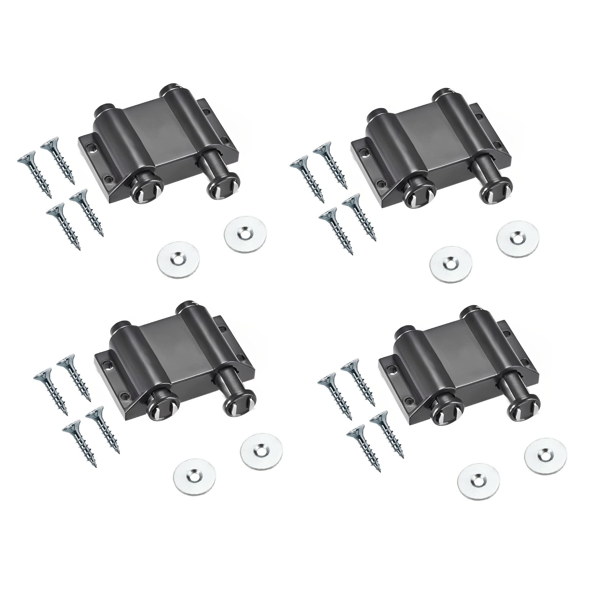 Terf Black Terf® Push To Open Door Catch Double Magnetic Pressure Touch Release Catches Latch For Open And Close The Door With A Single Push Including Fixing Screw - Pack Of Size 4