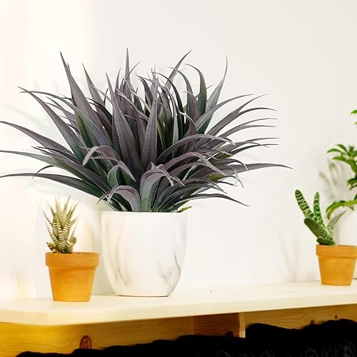 Miniatura 6 de Hierba artificial, 24 piezas de plantas de plástico sintético para exteriores, resistentes a los rayos UV, para exteriores, ventana, jardín,