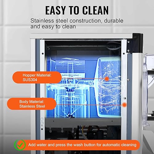 Miniatura 4 de VEVOR Máquina Comercial para Hacer Helados, Rendimiento de 12 L/H, 1713W Máquina para Helados Duros de Un Solo Sabor de Encimera, Cilindro de Acero