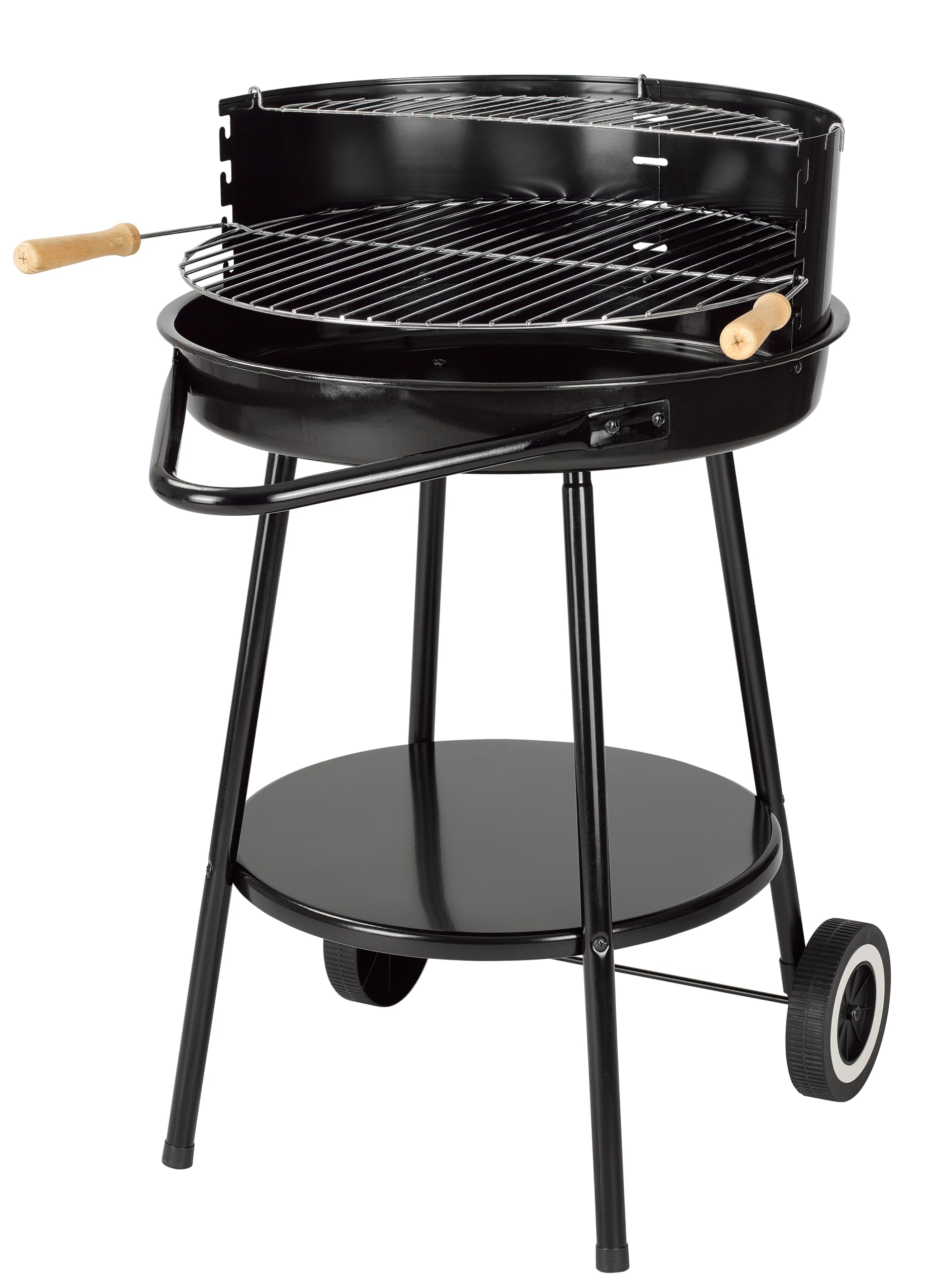 tepro Holzkohle-Rundgrill, mit Ablagefläche und Räder, inklusive Grill- und Warmhalterost, Maße circa 52 x 52 x 81 cm