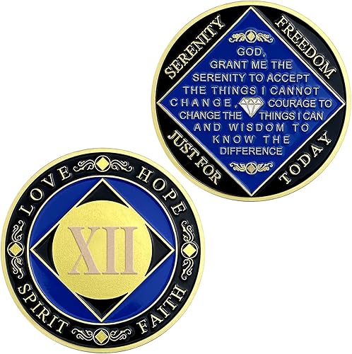 Miniatura 7 de Moneda de sobriedad NA de 1 año  Fichas y medallones de recuperación de sobriedad NA - Amor, esperanza, espíritu, ficha de recuperación de fe