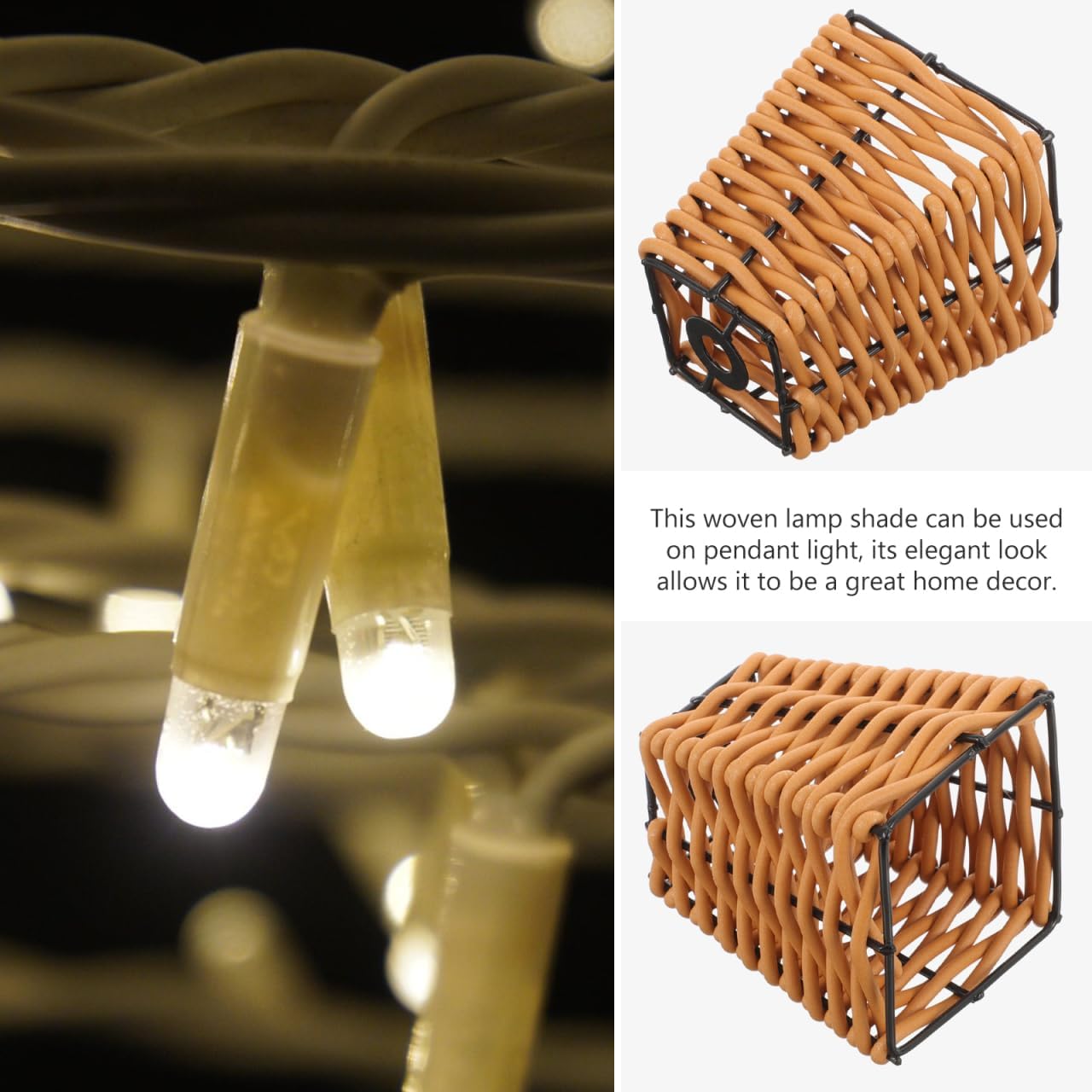 Hemobllo Rattan Lamp Shade Woven Decorative Lamp Cover 2.55X9.44X2.36In Rustic Wicker Lampshade Replacement for Bedroom Living Room Office Lighting
