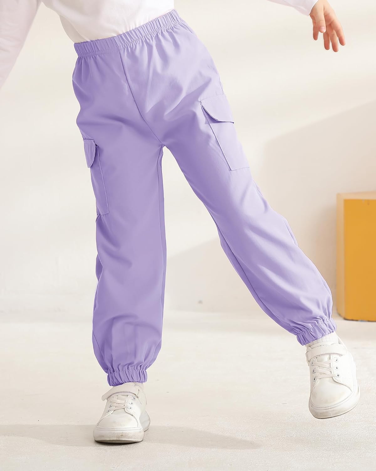 Girls Pants Kids 3-Pack Joggers Toddler Cargo Casual Elastic Waist Pants for Girls 4T 5T Size 6 7 8 - Image 3