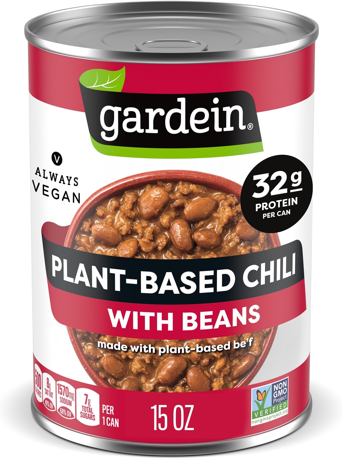 Gardein Plant-Based Chili With Beans, 32g Protein Per Serving, Vegan, 15 oz. Can