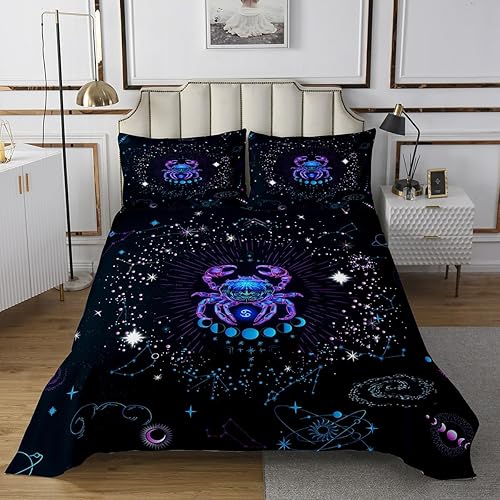 Miniatura 7 de Erosebridal Juego de colcha Taurus tamaño individual, psicodélico celestial, juego de colcha de galaxia trippy, juego de ropa de cama de doce