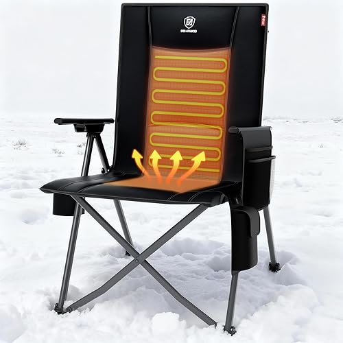 EVER ADVANCED Silla de camping con calefacción para adultos, color negro