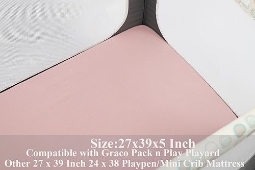 Miniatura 4 de Juego de sábanas ajustables de muselina compatibles con 4moms Breeze Plus Playard y otros colchones grandes de 30 x 43 pulgadas, 100% algodón, beige