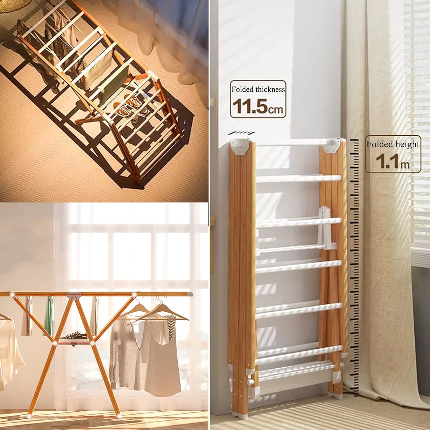 Foldable Clothes Drying Rack - Double-Layer Aluminum Alloy Clothes Airer for Indoor/Outdoor Use, Adjustable Height, Space-Saving Design, Perfect for Drying Quilts and Garments