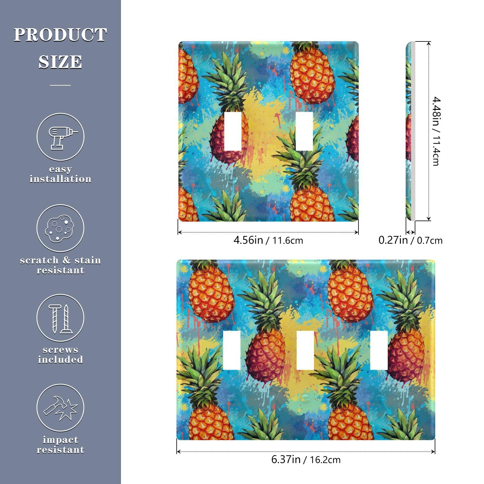 UMIRIKO Pineapple Light Switch Cover Plate Covers Decorative Double Toggle Home Decor 202a8697