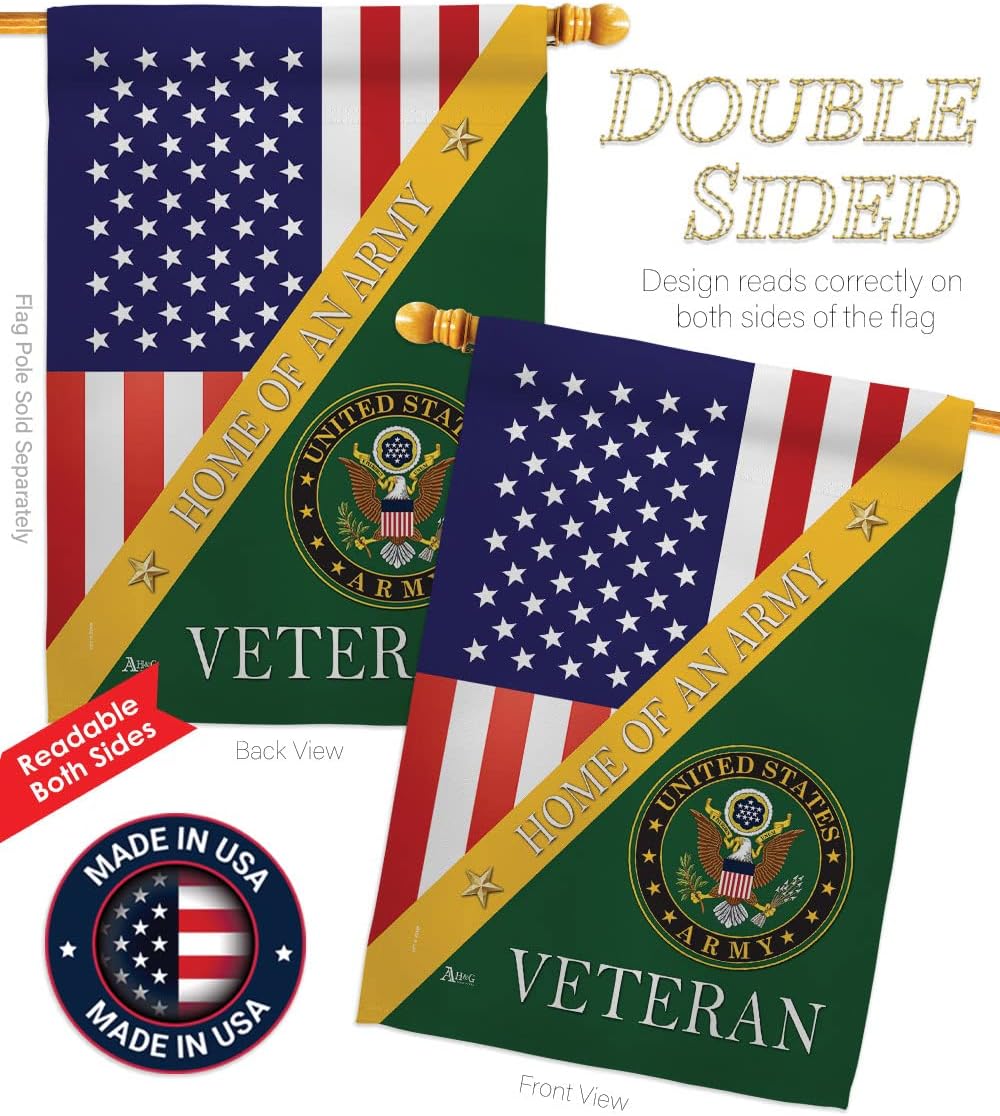 Home of Army House Flag - Set Armed Forces Rangers United State American Military Veteran Retire Official - Decoration Banner Small Garden Yard Gift Double-Sided Made in USA 28 X 40