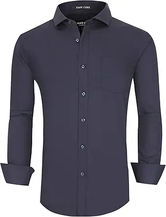 Alex Vando Mens Bamboo Dress Shirts Wrinkle Free Regular Fit Stretch Button Down Shirt