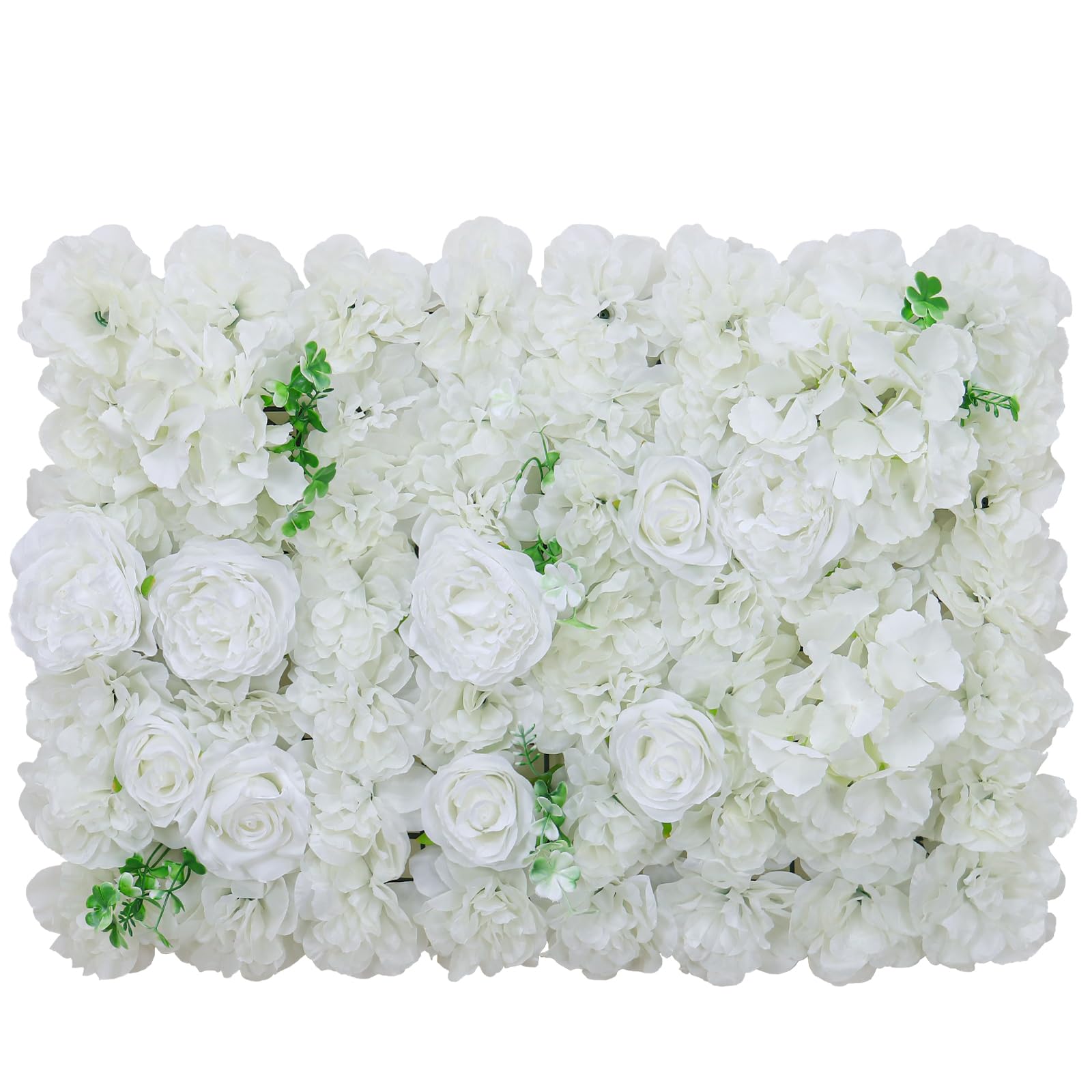 RIDDSEE Artificial Flowers Wall Panels White Silk Roses-DIY Wedding Floral Mat Wall Hademade Plastic Panels Party Stage Photography Background Home Decoration
