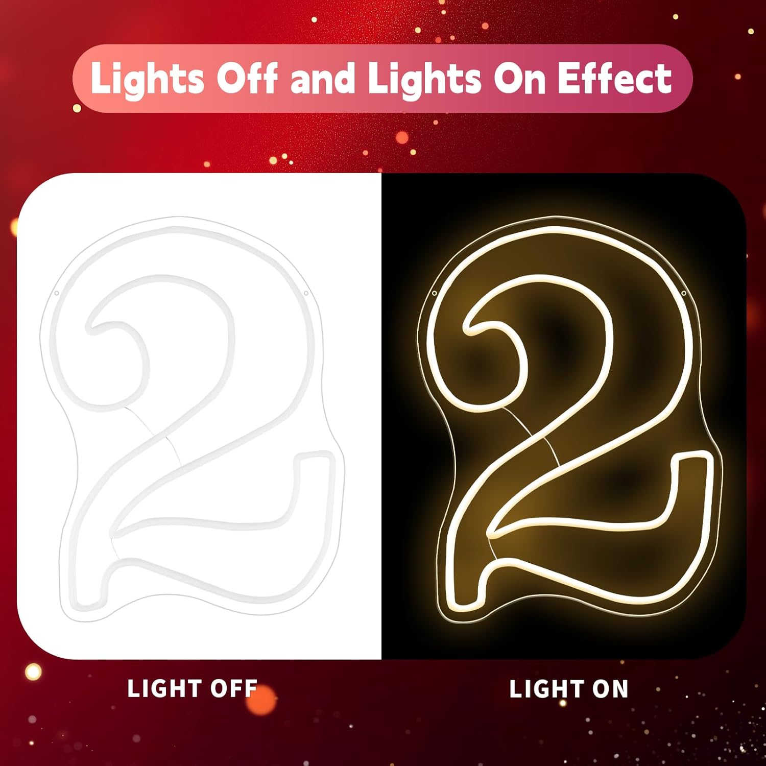LED Acrylic Light up Number, Decorative Transparent Light up Letters USB Powered Big Number Sign Light for Birthday, Night Light, Party, Anniversary, Christmas, Home Decor, Wedding 11.8'' (number2)
