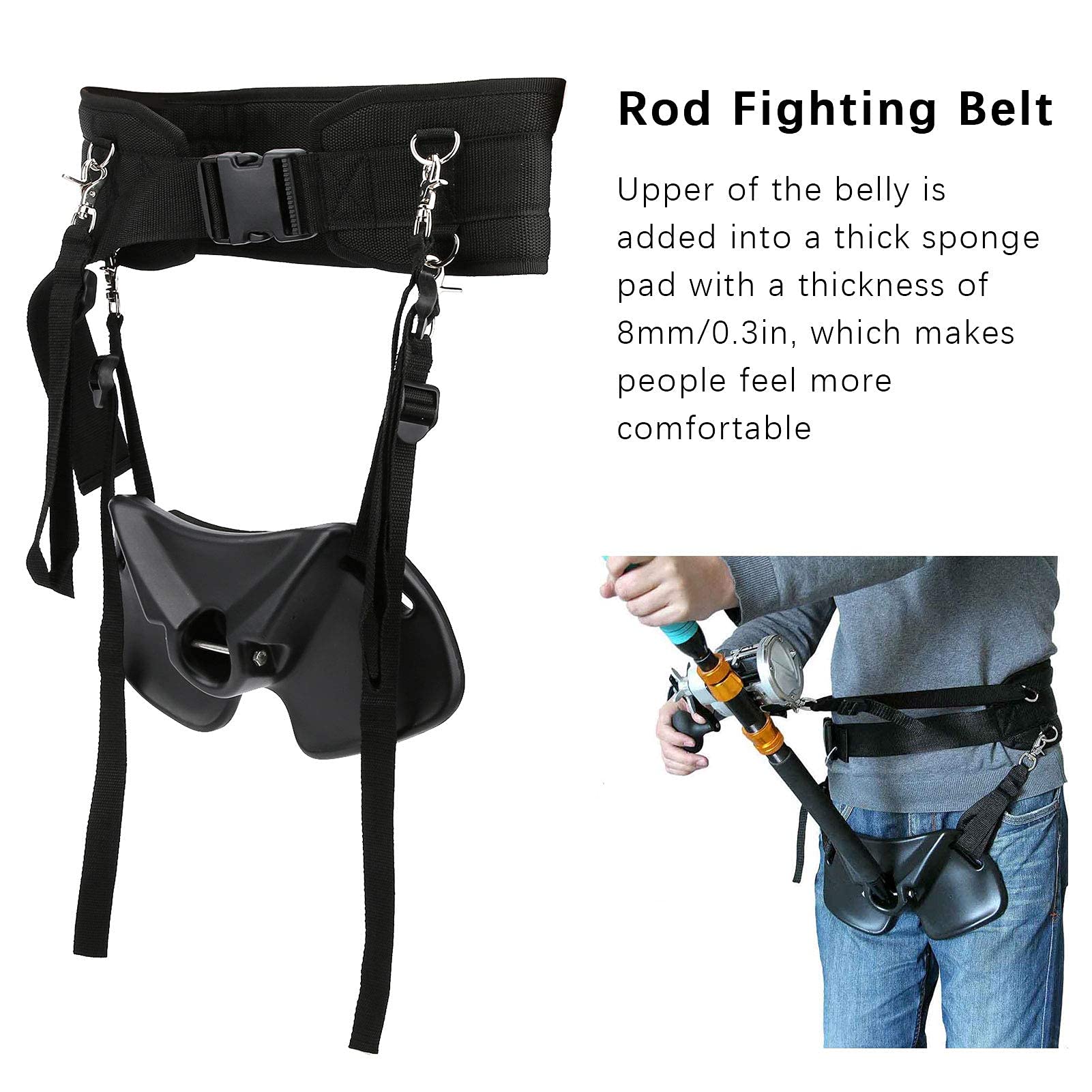 Alomejor Cinturón de Soporte Lumbar Ajustable para Pesca y Actividades al Aire - Accesorio Ergonómico con Refuerzo en la Espalda Baja, Ideal para Pescadores y Deportistas