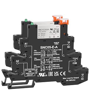 2Pcs Miniature Power Relay RNC1CO024, Signal Relay for PLC, DC 24V Coil, 5 Pin 1NO 1NC 6A SPDT, with LED Indicator Socket Base, 35mm DIN Rail Mounting, UL Certification 2