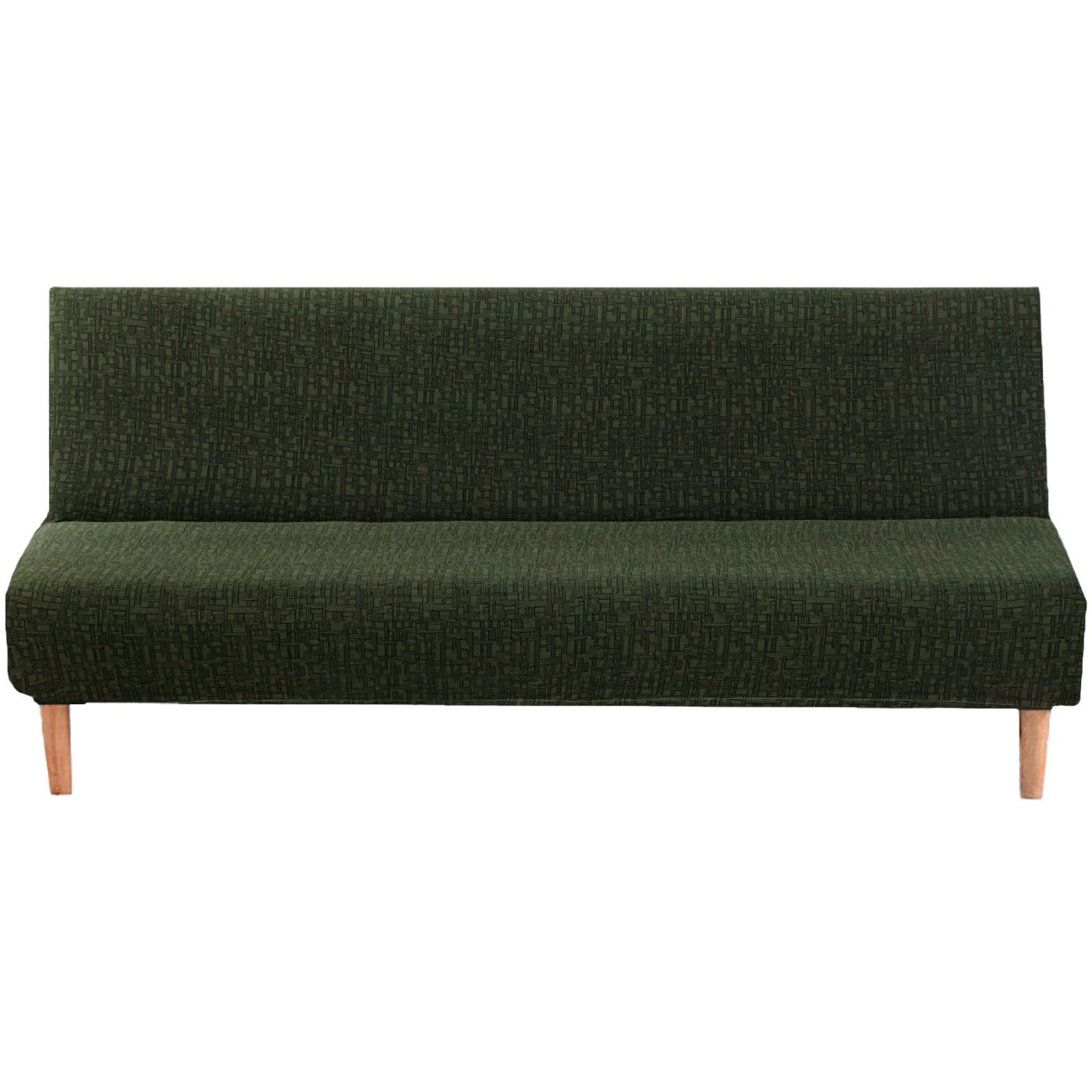 ZRCYXDW Folding Armless Sofa Cover, Printed Futon Cover High Stretch Futon Slipcover Soft Removable Armless for Living Room Bedroom-Green-Small