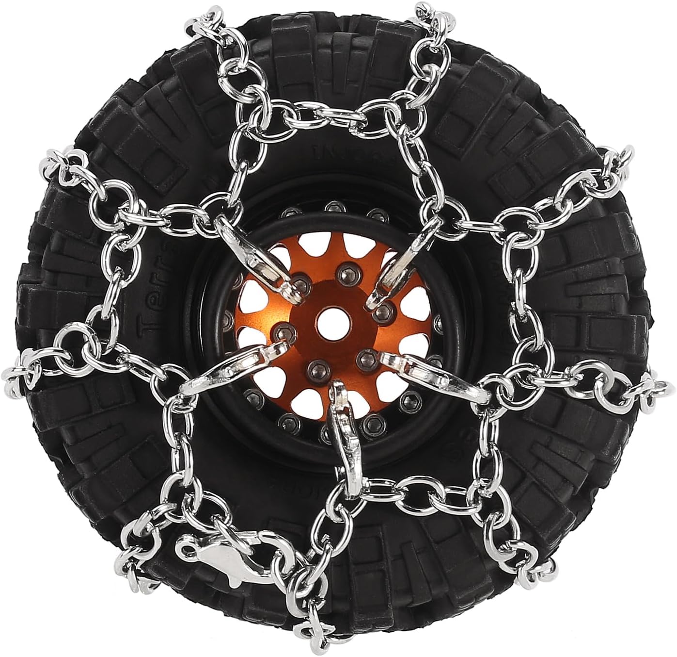 INJORA 55-65mm 1.0" Tires Snow Chain for TRX4M SCX24 FCX24 1/18 1/24 RC Crawler Upgrade, 52g/Set