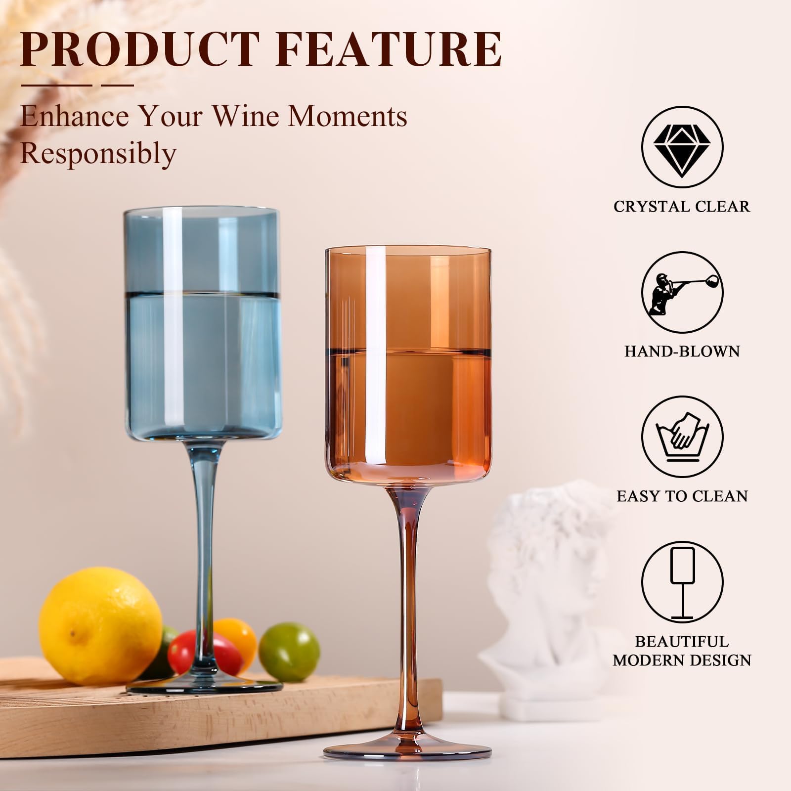 Juego de 6 copas de vino de colores elegantes personalizadas, copas de vino cuadradas sin plomo, cristal de alta calidad saludable y seguro, copas de vino de cristal sopladas a mano
