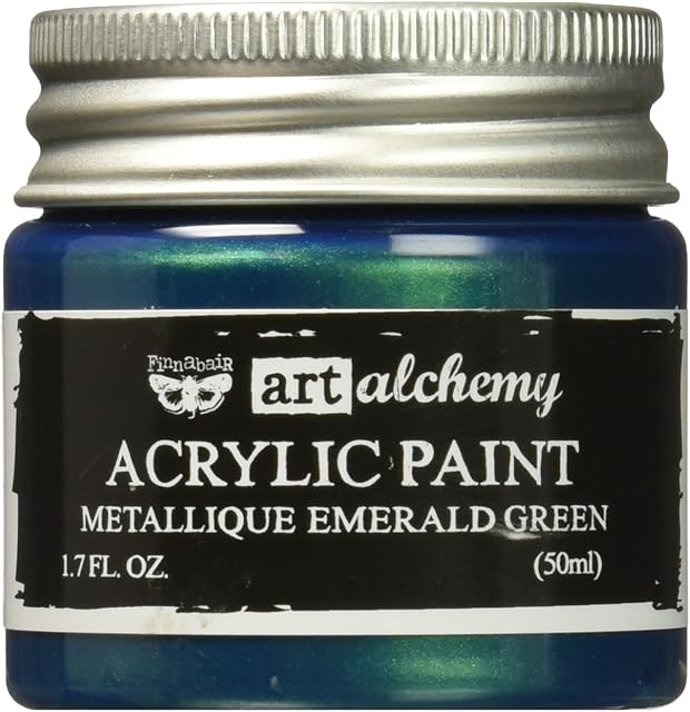 Prima Marketing Finnabair Art Alchemy Acrylic Paint 1.7 Fluid Ounces-Metallique Emerald Green, Other, Multicoloured