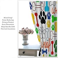 Vista 46 de Cortinas opacas con estampado de patas de perro, estampado de patas de perro y huesos, tratamiento de ventana, cortinas con aislamiento térmico