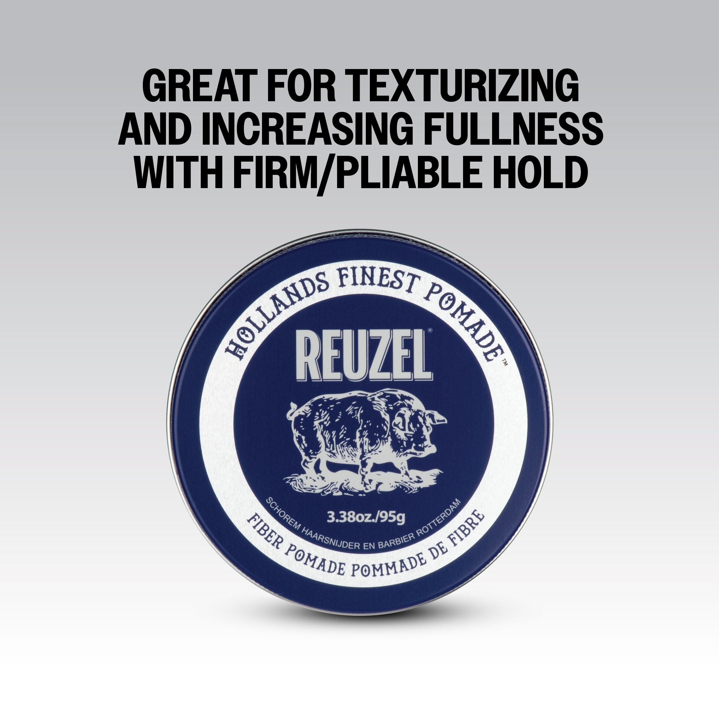 Reuzel 2026 Road Trip, pommade fibre, pommade à faible brillance, tenue ferme pour un look texturé et plus volumineux, facile à recoiffer, 95g + format voyage gratuit 35g