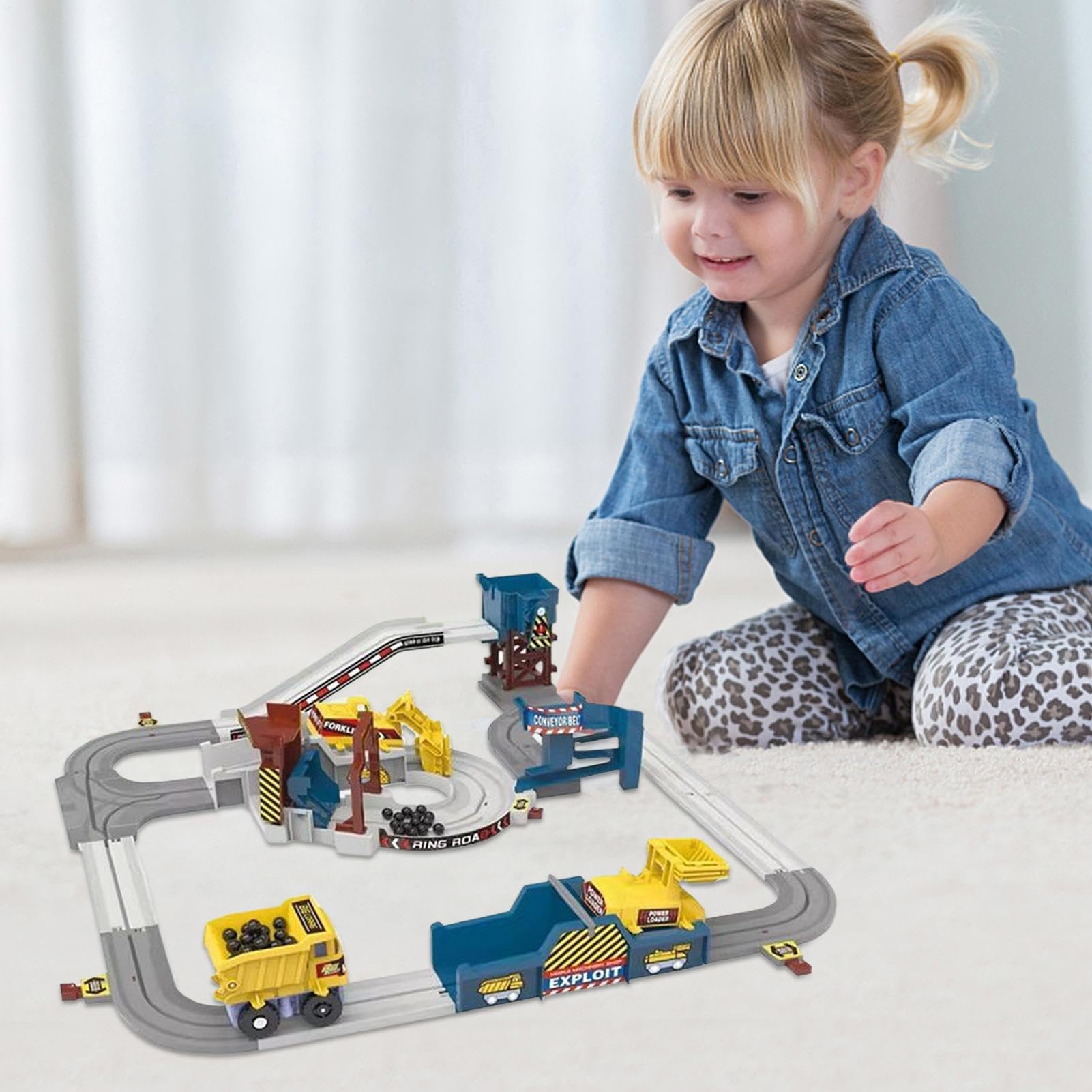 Juego De Pistas De Aventuras para Vehículos De Cantera: De Aprendizaje para Niños Pequeños, Juego De Construcción Flexible, Equipo De Construcción Stem | De Coches De Carreras para Niños