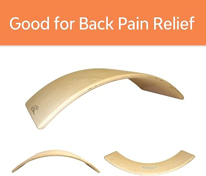 HSP Upper Back Bolster Wooden Pillow | Back Bend Stretcher for Spinal Health, Pain Relief and Posture Correction, Maple Wood Lumbar Support for Upper and Lower Back