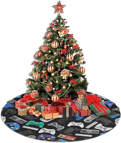 Miniatura 9 de Fondo de controlador de videojuegos, falda de árbol de Navidad de 30 pulgadas, falda de árbol de Navidad de Halloween, decoración de Navidad para