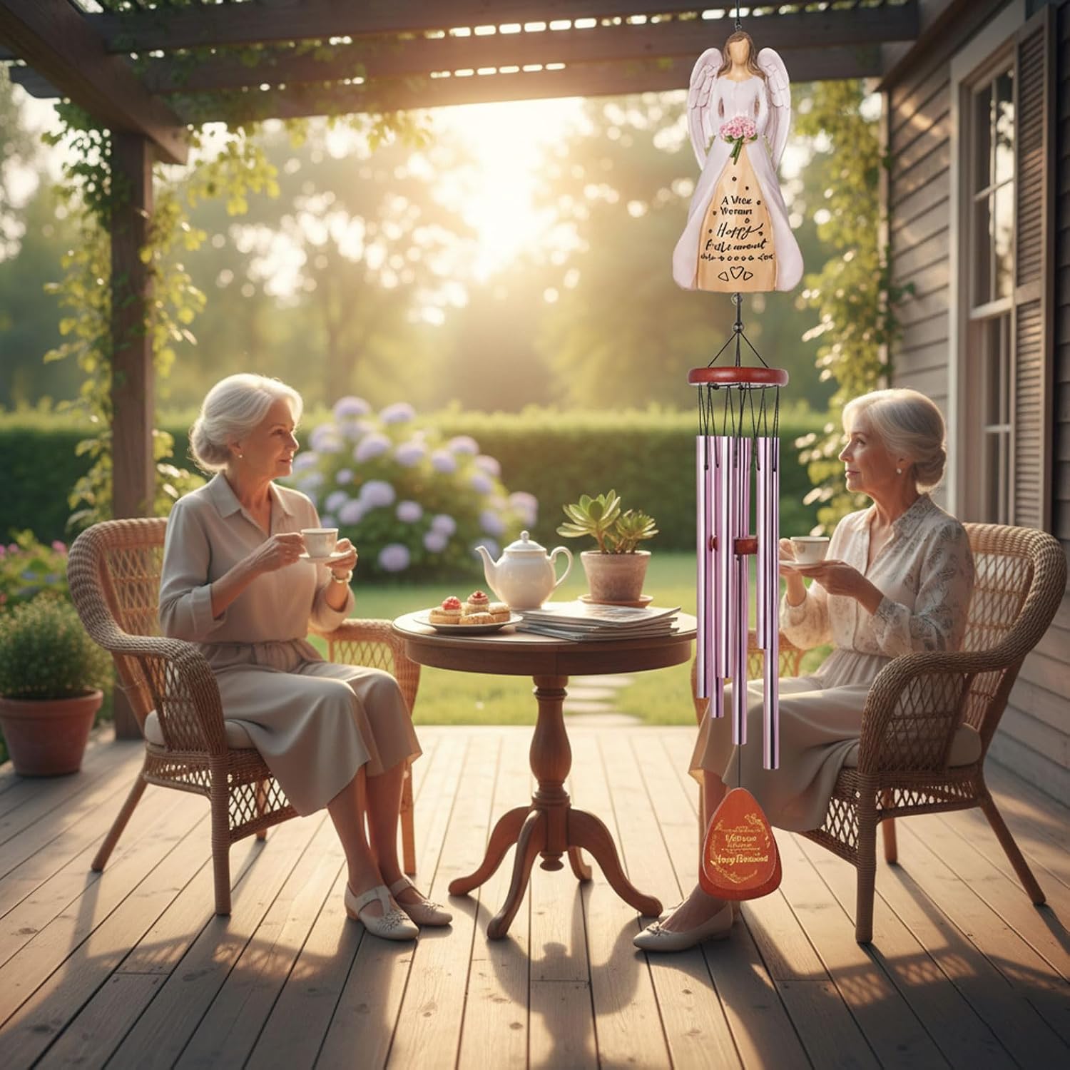 Retirement Gift for Woman 31.4" Angel Wind Chimes Happy Retirement Gifts for Women Teacher Coworker Boss Nurse Colleague Friend Soothing Deep Tone Wind Chimes for Outdoor Garden Patio