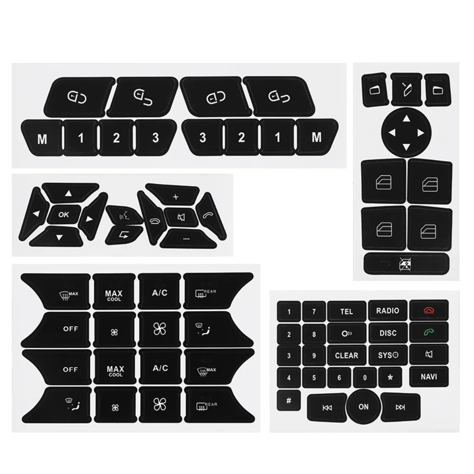 Interior Button Decals Compatible with Benz for GLK Class for X204 Car Button Repair Stickers Accessories
