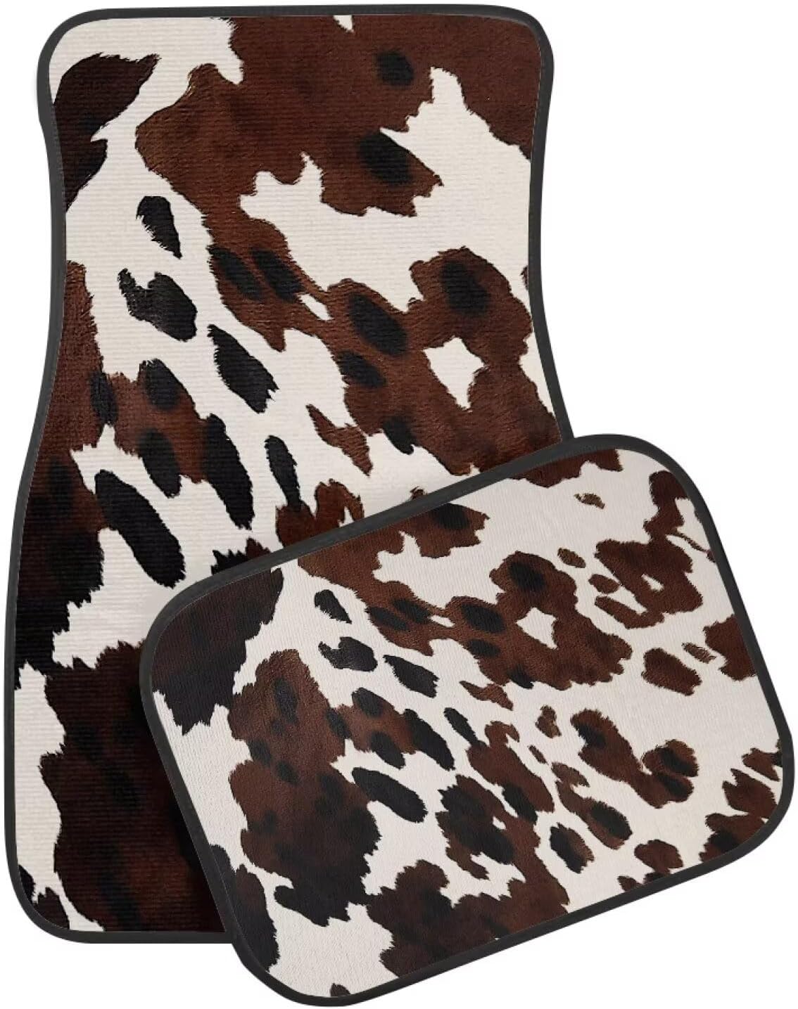 Brown Cow Print All Weather Car Mats Full Set with Anti-Slip Pad Dust Proof Car Interior Accessories Easy to Install for SUV,Vans,sedans,Trucks,Car Mats Full Set 4 Pcs
