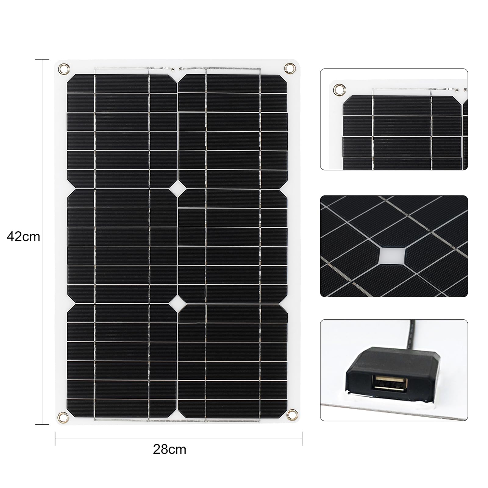 Kavolet Pannello Solare 18W 12V, Kit Pannello Solare, Caricabatterie Kit, Modulo monocristallino di rete con regolatore di Ricarica Solare, Kit cavi di Collegamento SAE