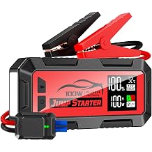 16000A Battery Jumper Starter Portable, PD 100W Output Power Bank, 12V Car Starter Jump Box & Battery Booster for All Gas & Up to All Diesel Engines