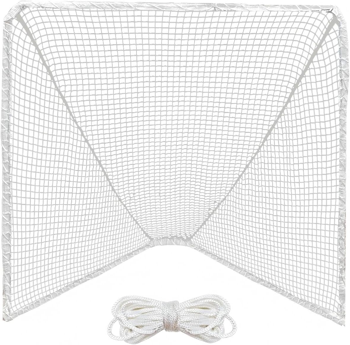 G-Squared Heavy Duty 4mm Lacrosse Goal Net Replacement 6x6x7ft with 49ft Lacing Ropes - Practice & Competition Ready