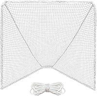 G-Squared Heavy Duty 4mm Lacrosse Goal Net Replacement 6x6x7ft with 49ft Lacing Ropes - Practice & Competition Ready