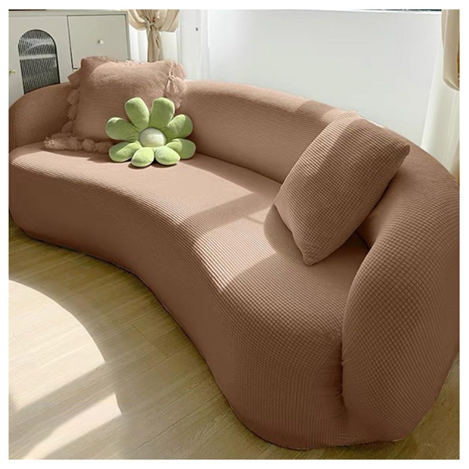 Housse de canapé extensible S housse coussin incurvée semi-circulaire salon lavable