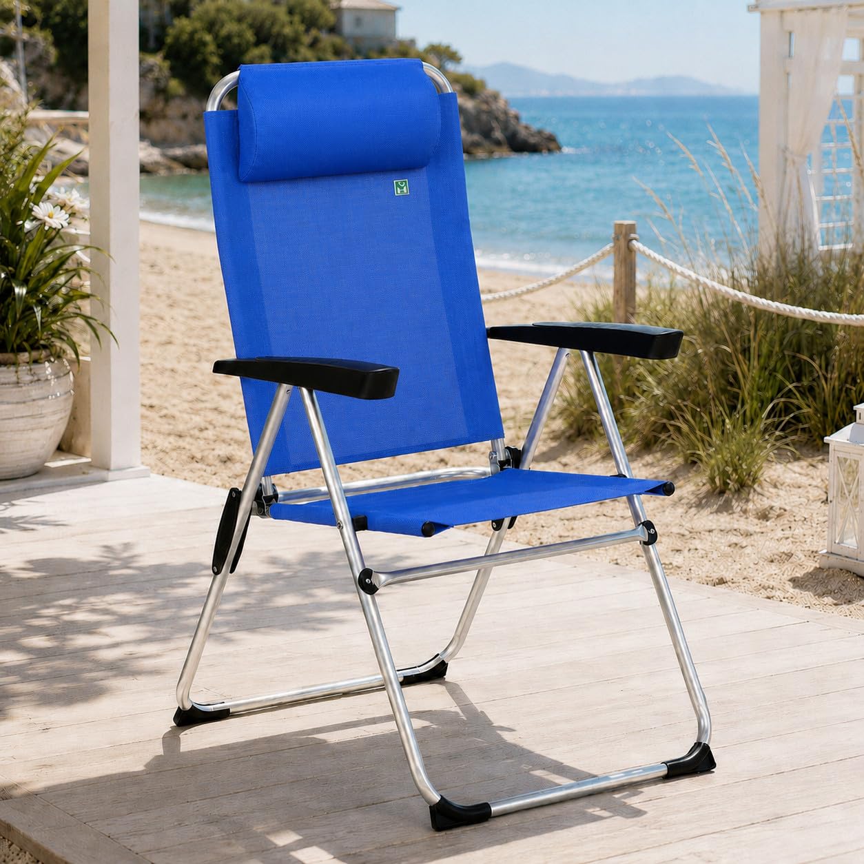 Totò Piccinni Spiaggina RIVA Alluminio Textilene 7 Posizioni (Blu 1Pz)