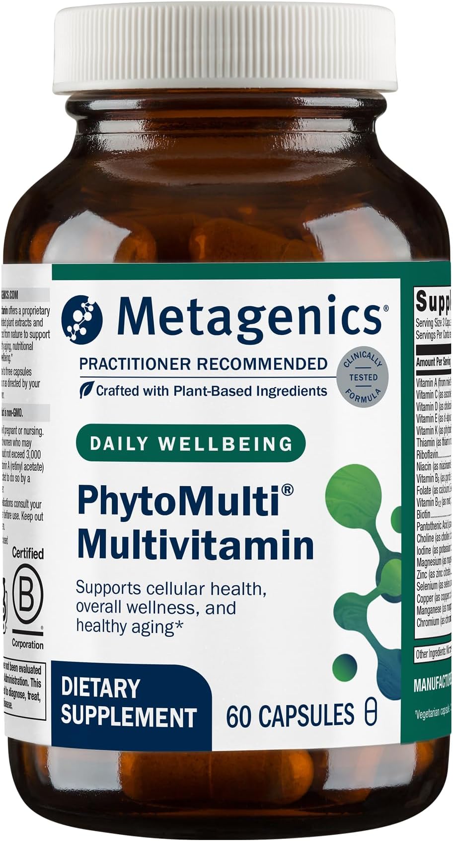 PhytoMulti Multivitamin - 20+ Essential Vitamins & Minerals with Phytonutrients - Supports Healthy Aging, Cellular Health, Energy & Immune Function - Non-GMO & Gluten-Free - 60 Capsules