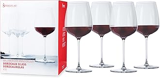 Willsberger Bordeaux Wine Glasses, Crystal Clear Drinking Glasses for Red Wine, Elegant Stemmed Glassware, Home Bar, Dinner Party, Wedding Gifts, Hosting Essentials, 22.4 oz, Set of 4