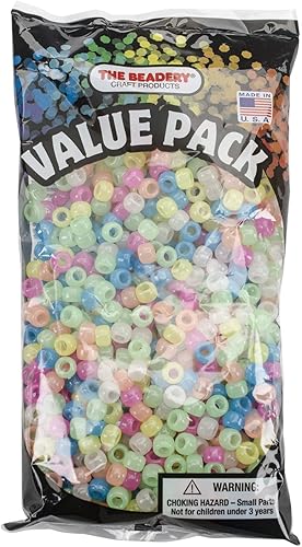 Beadery Cuentas de poni, 0.236 x 0.354in, multicolor brillante, paquete de 900