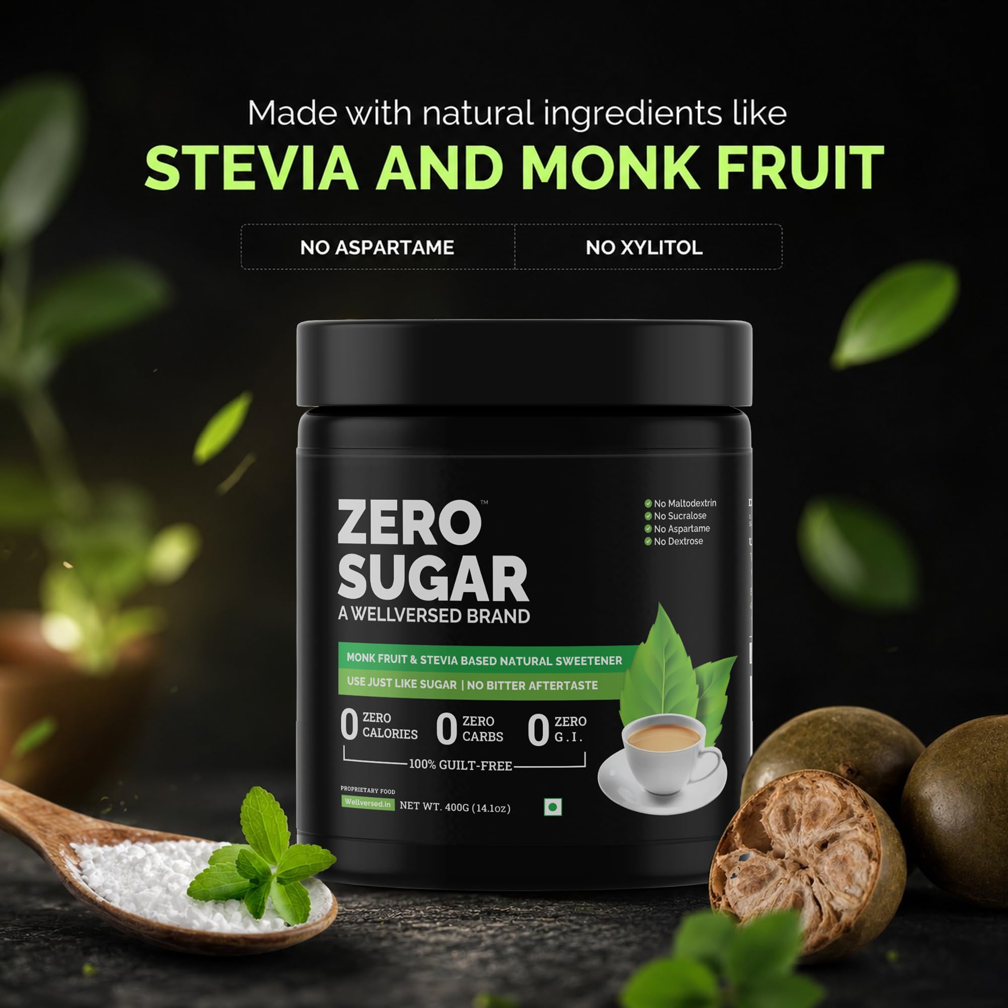 KETOFY Zero Sugar (400G)|Stevia&Monk Fruit]|No Maltodextrin,No